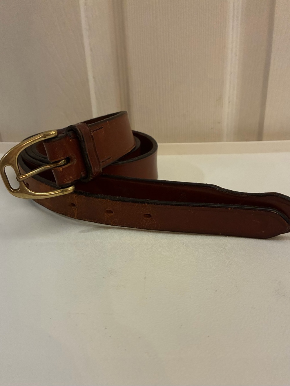 Jay Kos New York Brown Full Grain Leather Belt Brass Buckle Size 40 Luxury